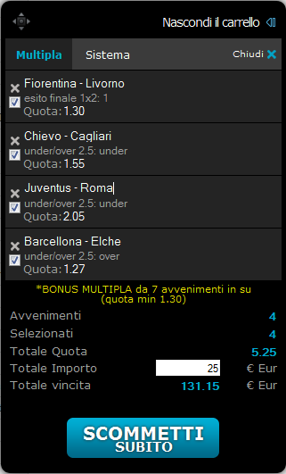 multipla sulla serie a