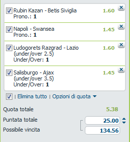 scommessa pronta europa league