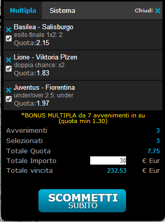 schedine pronte europa league