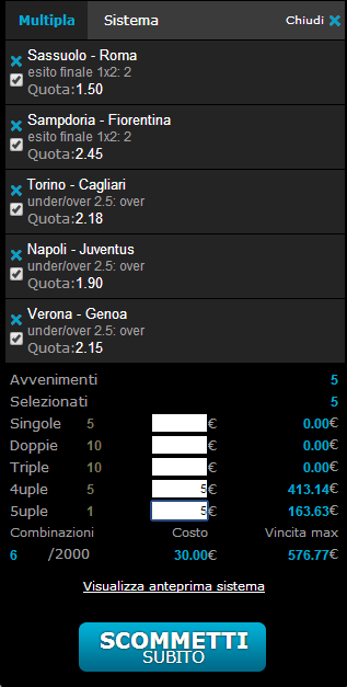 sistema serie a 30 marzo