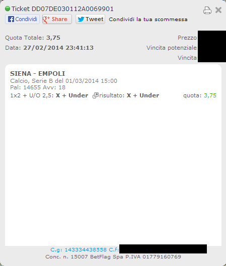 scommessa vincente serie b