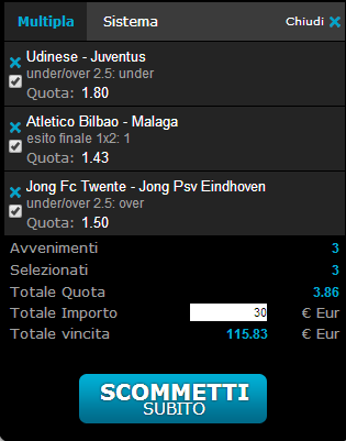 scommessa di lunedì 14 aprile 2014