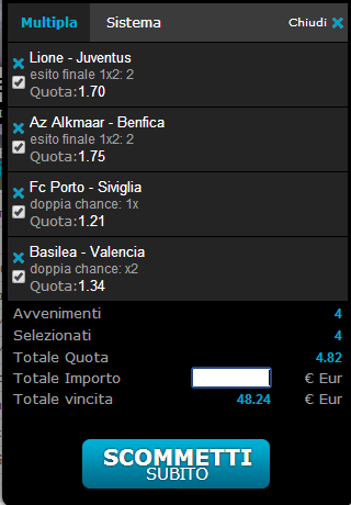 scommessa europa league