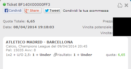 scommessa vincente champions league