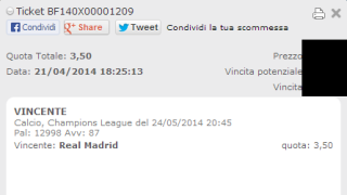 Scommessa Vincente Finale di Champions League 2013/2014