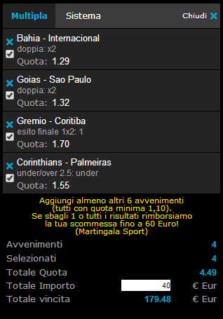 scommessa campionato brasiliano