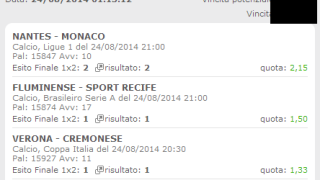 Scommessa Vincente 24 Agosto 2014