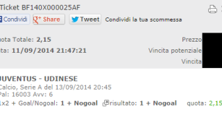 Combobet Vincente Juventus-Udinese 13-09-2014