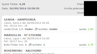 Scommessa vincente 28-09-2014
