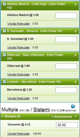 Pronostici Liga quarta giornata