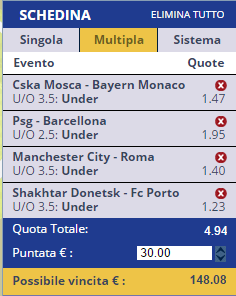 schedine pronte champions league