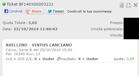 Combobet vincenti 25 e 26 Ottobre 2014 Combobet vincenti 25 e 26 Ottobre 2014