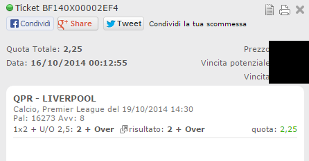Combobet Vincenti Domenica 19-10-2014 Combobet Vincenti Domenica 19-10-2014