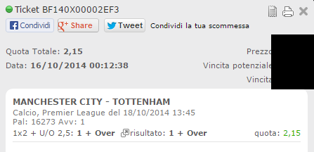 Combobet Vincenti sabato 18-10-2014 Combobet Vincenti sabato 18-10-2014