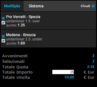 le due partite per raddoppiare