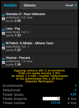 scommessa pronta venerdì