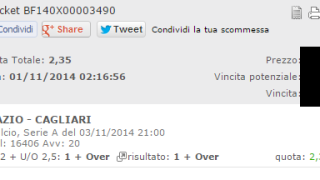 Combobet Lazio-Cagliari 03-11-2014 Combobet Lazio-Cagliari 03-11-2014