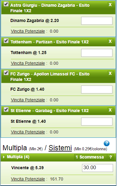 scommessa europa league