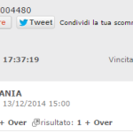 scommessa vincente sabato 14 dicembre