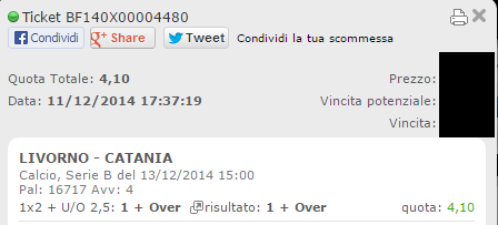 Scommesse Vincenti Sabato 14-12-2014
