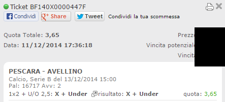 Scommesse Vincenti Sabato 14-12-2014