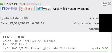 Scommesse Vincenti Sabato 17 Gennaio 2015