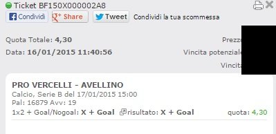 Scommesse Vincenti Sabato 17 Gennaio 2015