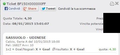 Scommesse Vincenti sabato 10 Gennaio 2015