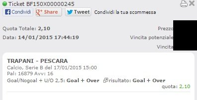Scommesse Vincenti Sabato 17 Gennaio 2015