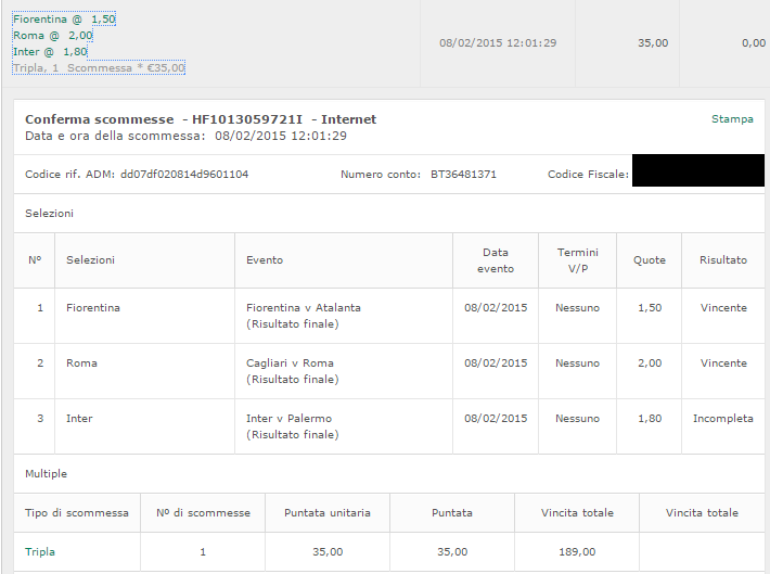 scommessa vincente pagina facebook