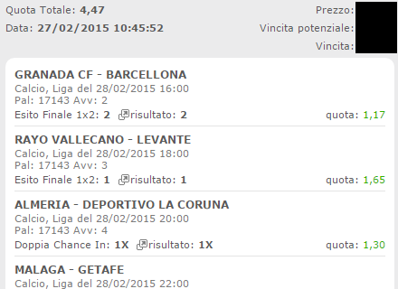 Scommesse vincenti di sabato 28 febbraio 2015