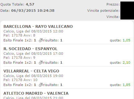 Le scommesse vincenti di domenica 08-03-15