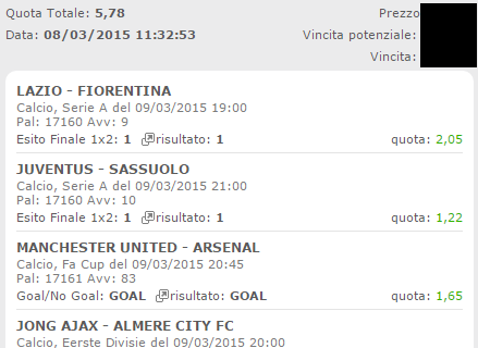 Le multiple vincenti di lunedì 09-03-15