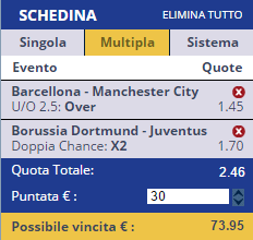 scommessa champions league 