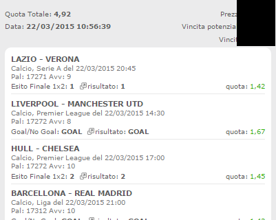 Scommesse Vincenti Domenica 22-03-2015