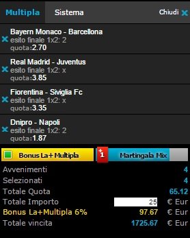 scommessa coppe europee