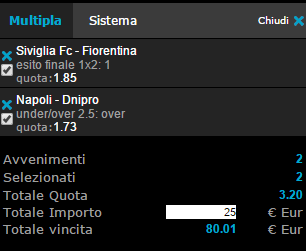 scommessa europa league