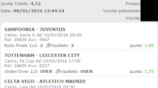 Scommesse vincenti 10-01-16