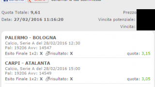 Scommesse vincenti 28-02-16