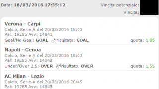 Schedine vincenti 20-03-16