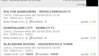 Scommesse vincenti 16-04-16