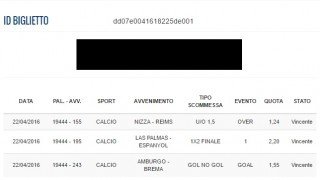 Scommessa vincente 22-04-16