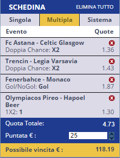 scommesse pronte di oggi 2016-07-27