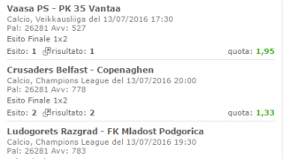 Scommessa vincente 13-07-16