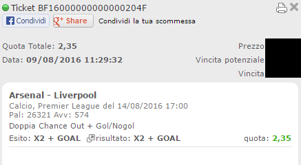 combo vincente arsenal-liverpool