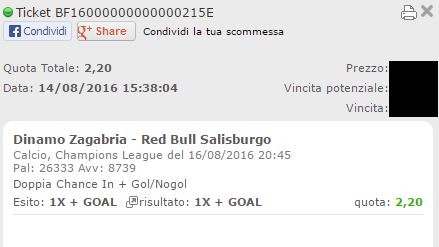 combo vincente dinamo zagabria-salisburgo