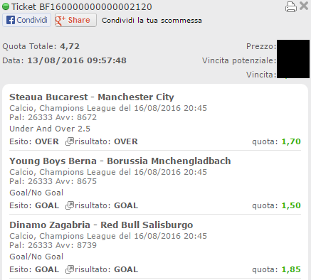 multipla vincente champions league