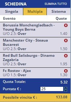 scommesse pronte Champions League 2016-08-24