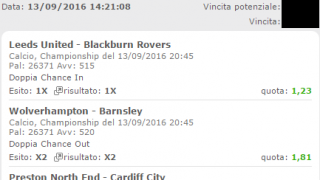 Scommesse vincenti 13-09-16