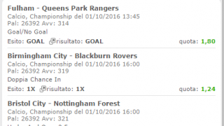 Scommesse vincenti 01-10-16